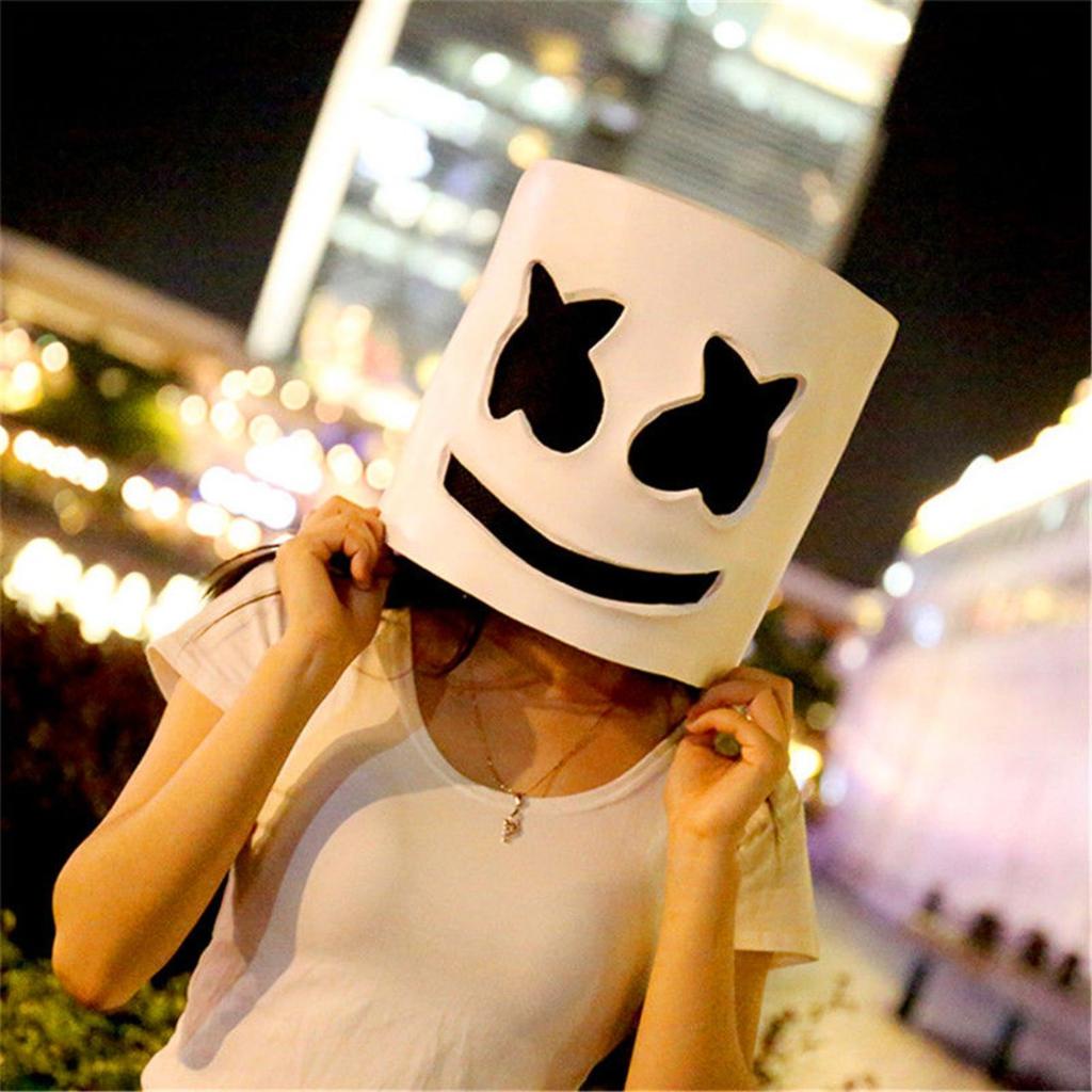 Mặt nạ hóa trang DJ Marshmello màu trắng cho tiệc Halloween