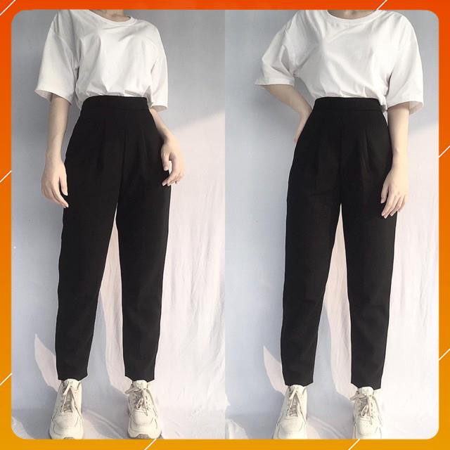 Quần tây lưng thun [Hàng Cao Cấp] Quần tây nữ lưng thun khóa sườn chất vải tuyết mưa cực đẹp | BigBuy360 - bigbuy360.vn