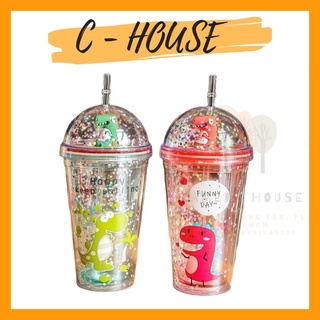 Ly đựng nước nhũ kim tuyến hình khủng long
