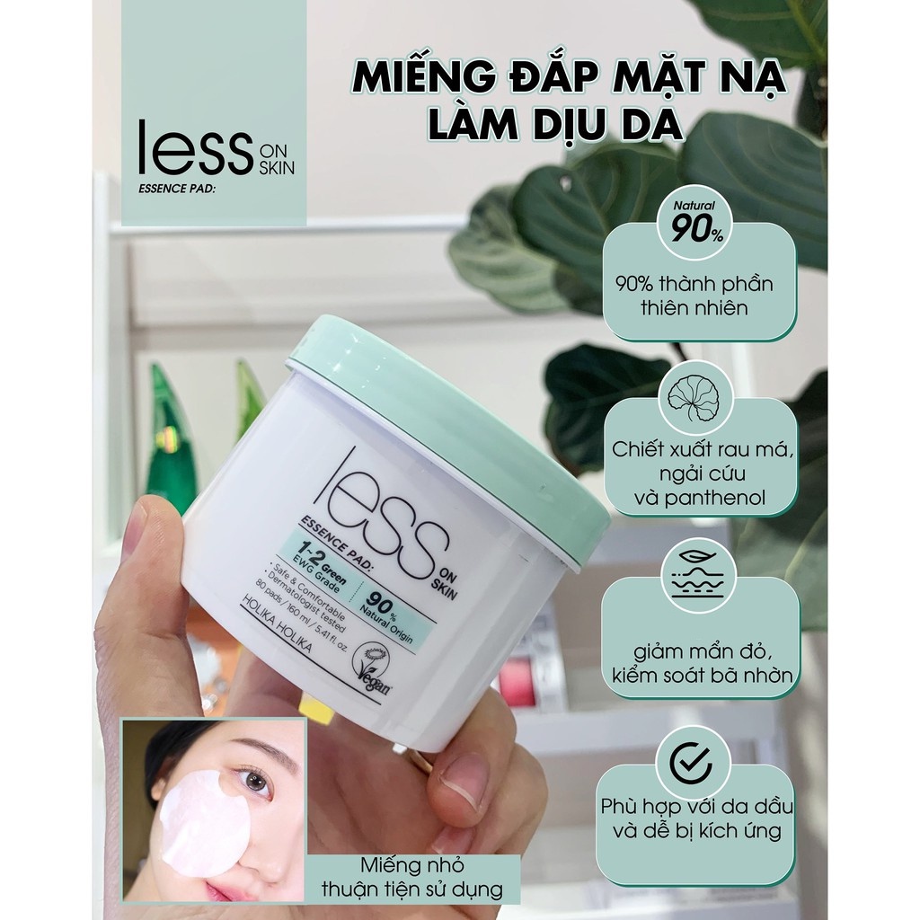 [Siêu Sale Cận Date]  Miếng đắp mặt Holika Holika Less On Skin Essence Pad làm dịu da 80 miếng - 7146