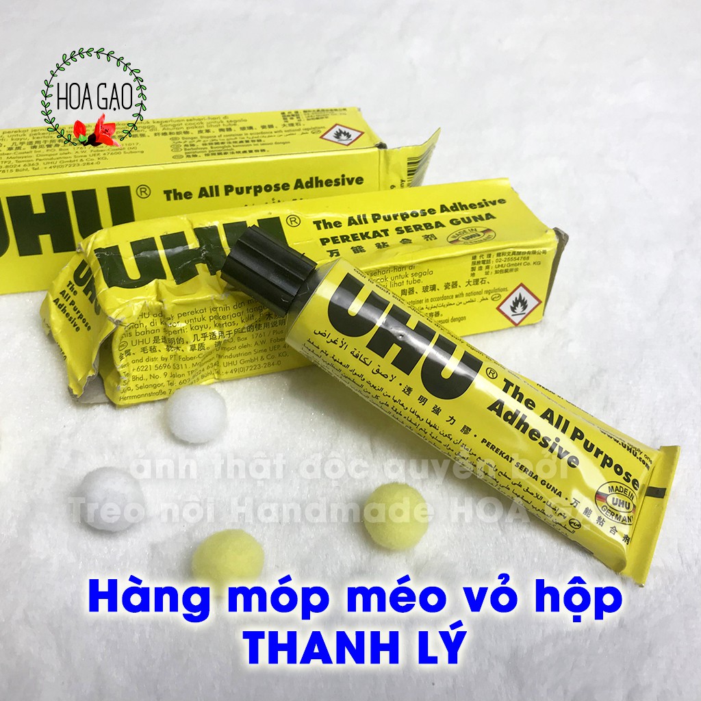 Keo dán vải THANH LÝ UHU 35ml GUT dán đa năng siêu dính trong suốt, nhanh khô giá rẻ freeship xtra