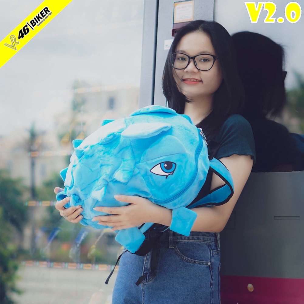 Balo Khủng Long Vải Nhung Mịn Màu Xanh Dương - Êm Như Thú Bông - FREESHIP