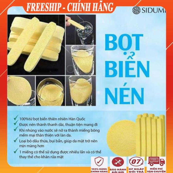 [FreeShip - HÀNG CHÍNH HÃNG] Sét 10 miếng mút bọt biển rửa mặt nén sidumi/Bông rửa mặt siêu sạch giúp tẩy tế bào chết