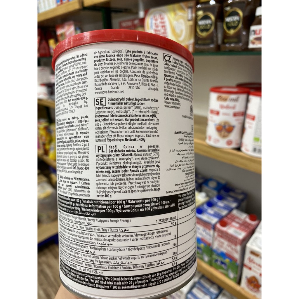 Sữa bột hạt diêm mạch (quinoa) hữu cơ không đường Ecomil 400g