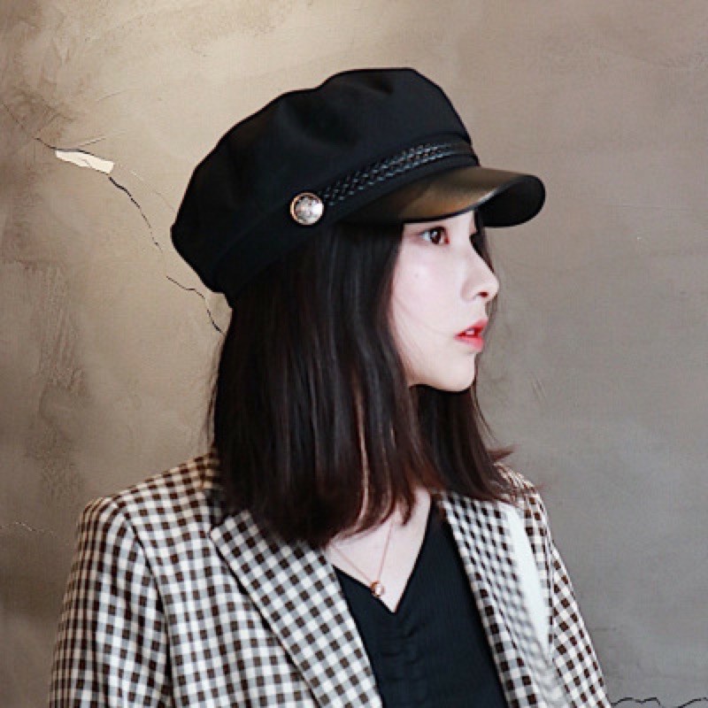 Mũ thủy thủ, mũ beret vành da cao cấp cá tính cao cấp hàn quốc