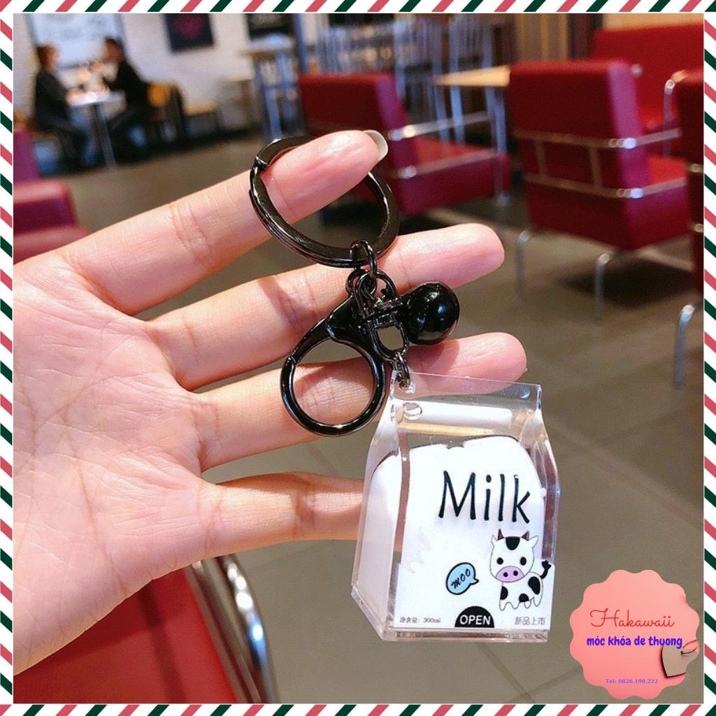 Móc khóa hộp sữa cute, có thể dùng làm móc khóa treo balo, túi sách