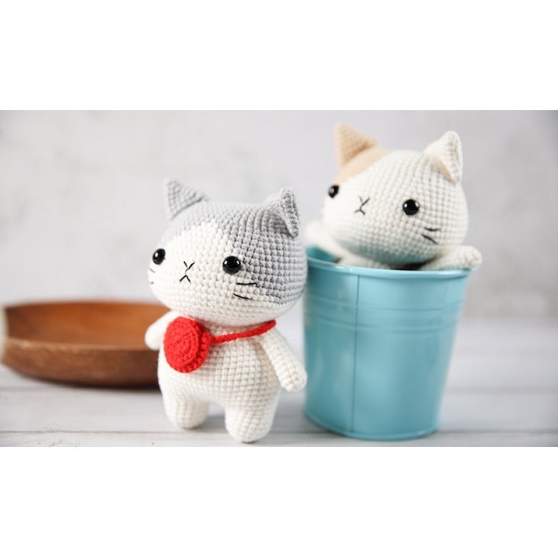 Gói nguyên liệu móc len thú chibi nhồi bông đáng yêu gấu thỏ mèo quà tặng handmade tự làm trang trí decor lenmade
