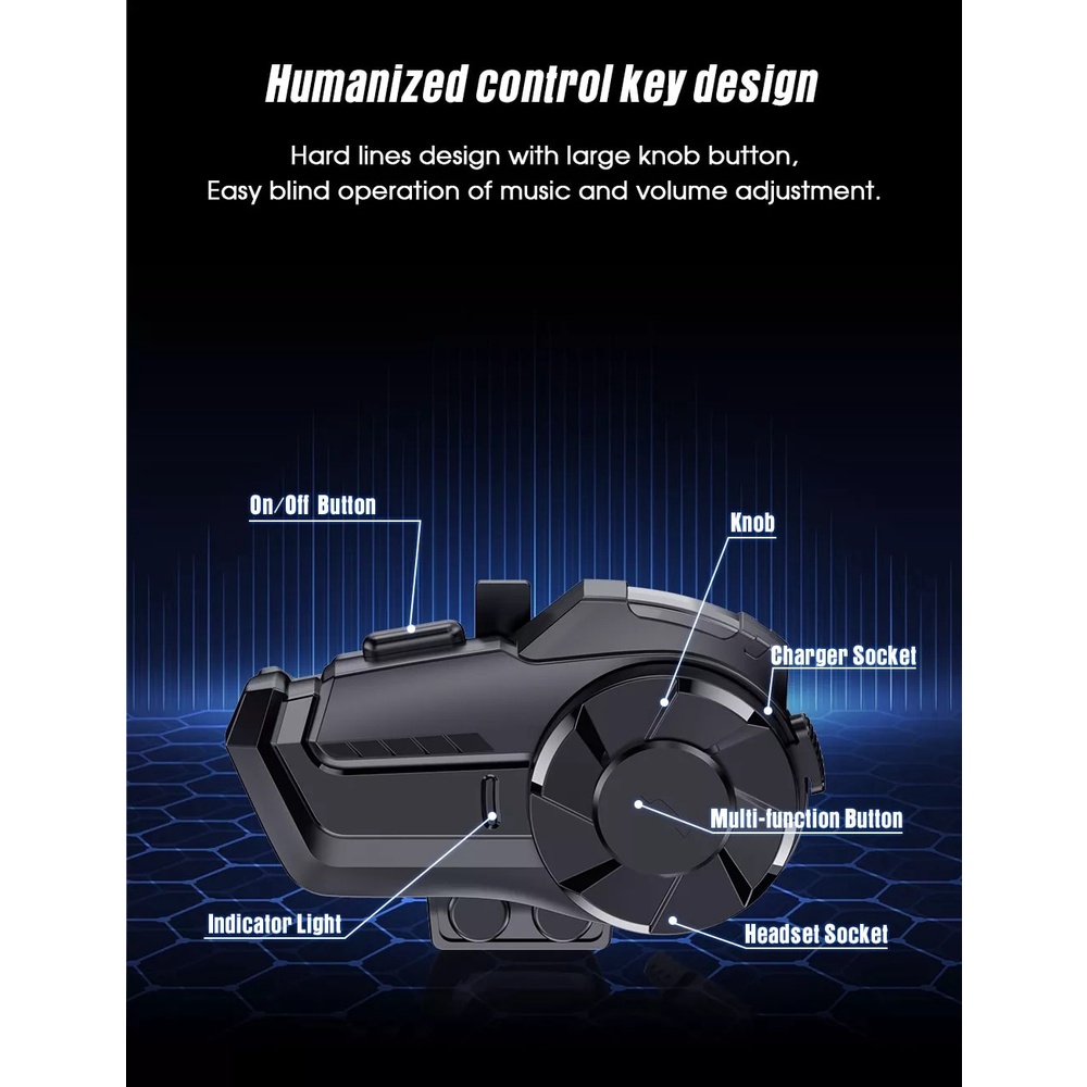 Tai nghe buetooth intercom HY-1001 có đàm thoại dùng cho mũ mũ bảo hiểm