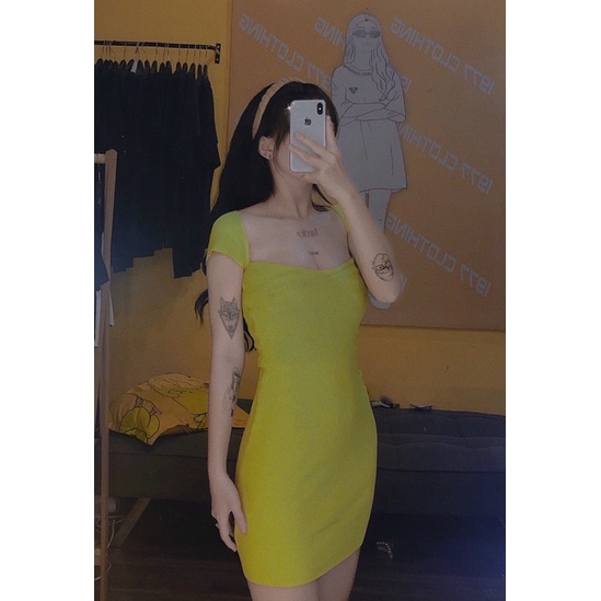 Váy đầm len body mỏng cổ cách điệu sexy