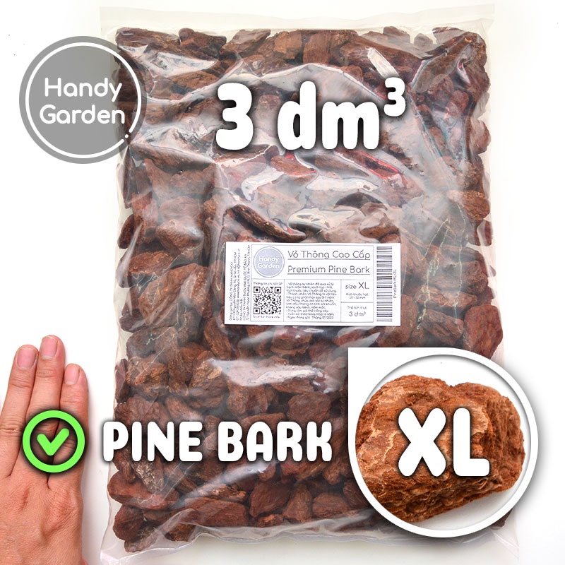 3dm³ Vỏ Thông Premium Pine Bark, nhiều size 2-5mm 5-10mm 10-20mm 20-30mm 30-50mm | Handy Garden