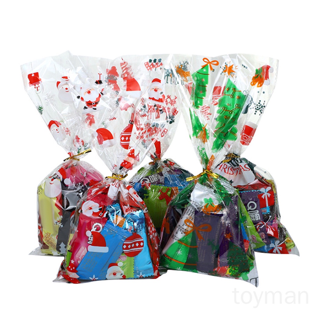 Set 50 túi đựng kẹo, bánh quy hình ông già Noel