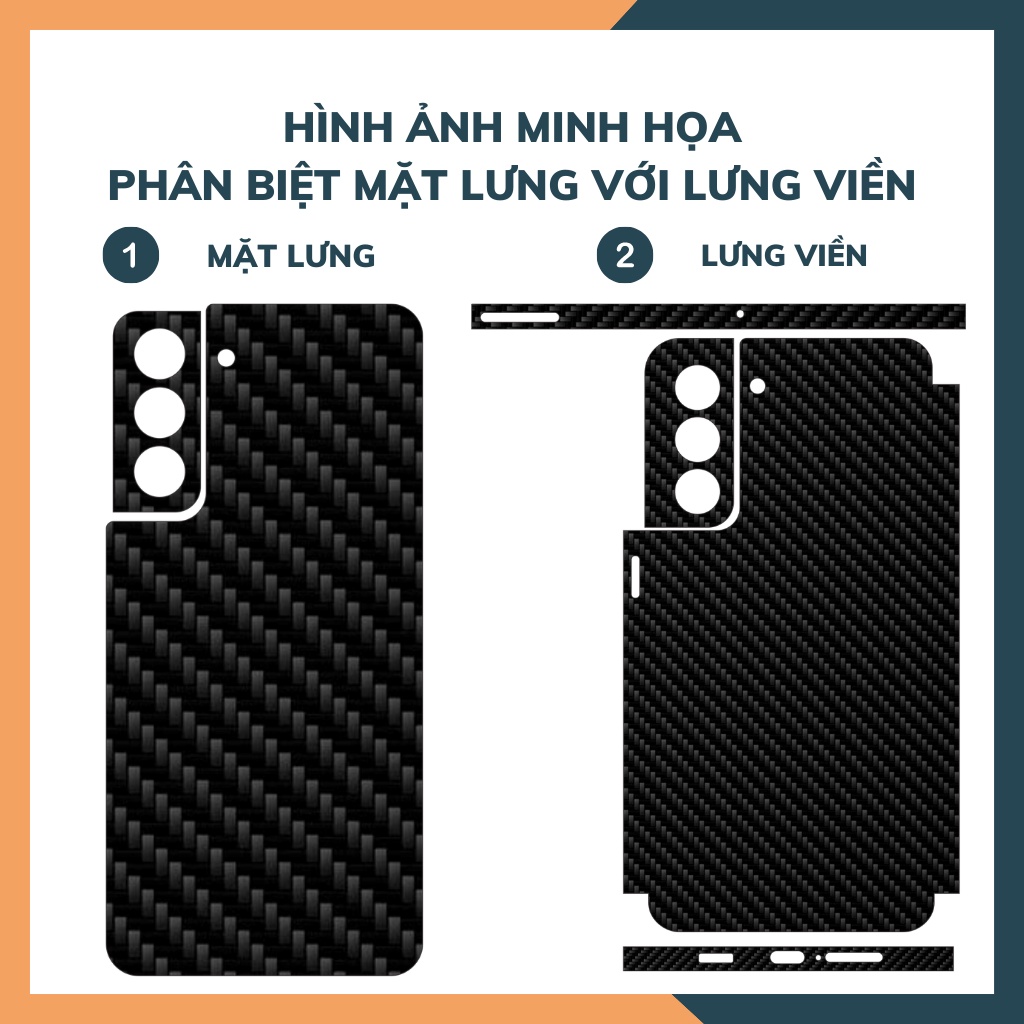 Miếng dán decal carbon mặt sau Samsung S21 FE 5G chống trầy mặt lưng,chống bám vân tay