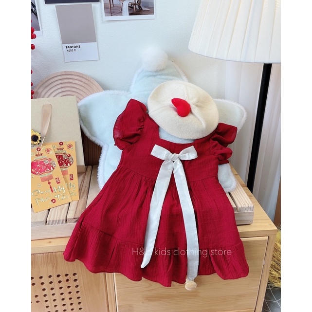 váy đũi đỏ hb cho bé