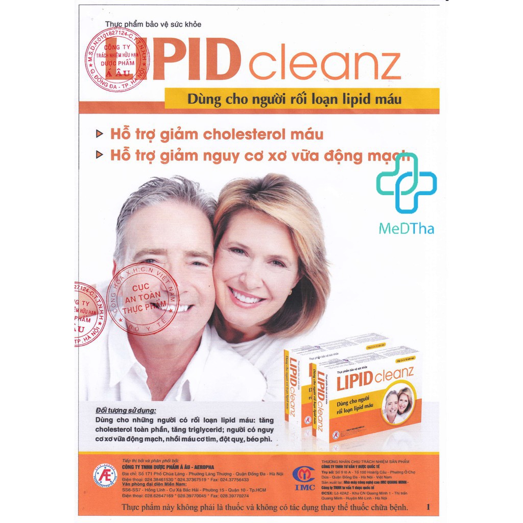 LIPID Cleanz - Hỗ trợ Giảm Mỡ Máu, Giảm Cân, Giảm Cholesterol, Giảm Nguy cơ Xơ Vữa Động Mạch (Hộp 30 viên) [Chính Hãng]