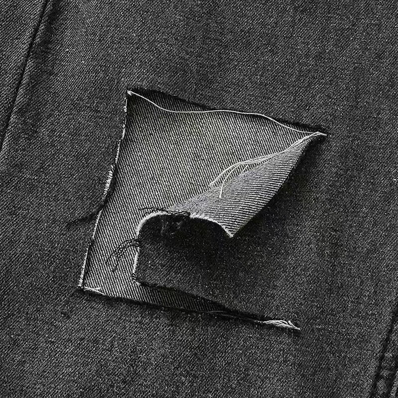 Quần slim baggy jean xám rách gối ô quảng châu hàng sẵn