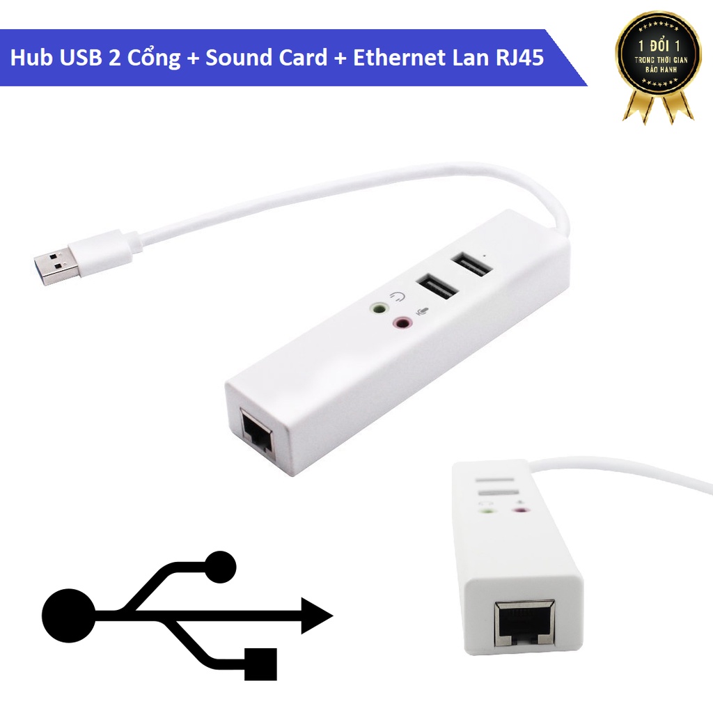 HUB chia USB có SoundCard và Cổng Mạng mở rộng RJ45