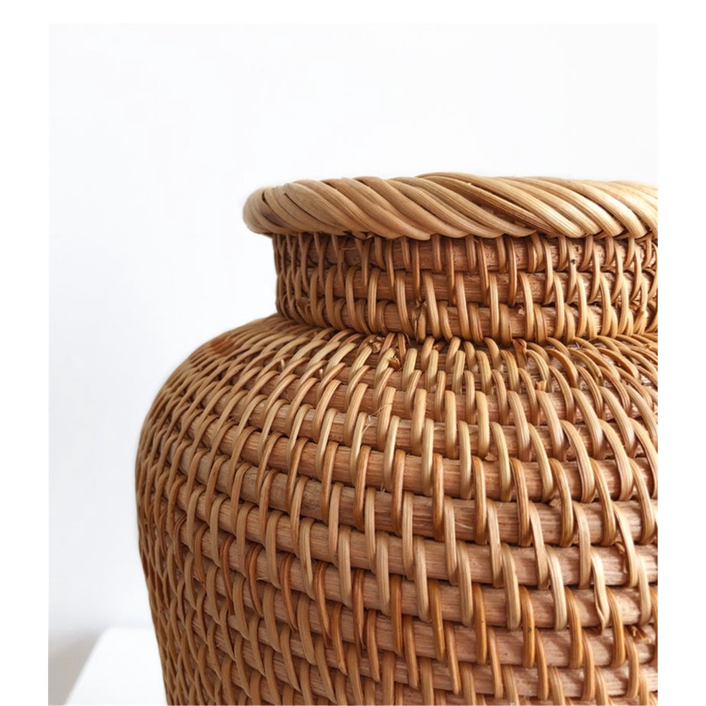 Lọ Cắm Hoa, Bình Cắm Hoa Mây Tre Đan, Kích Thước Cao 20cm x Phi 15cm