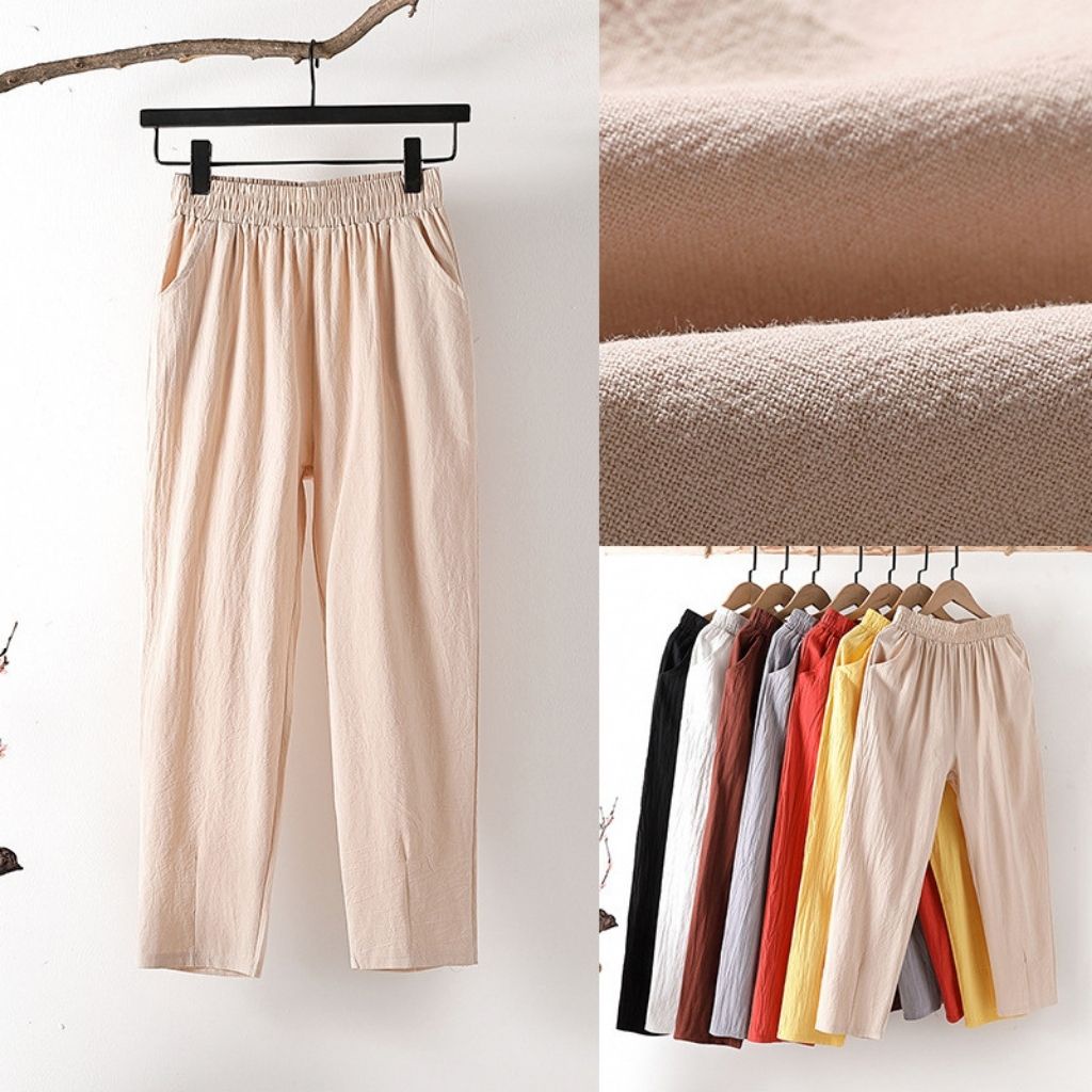 QUẦN ĐŨI NỮ CẠP CHUN, QUẦN BAGGY ĐŨI LƯNG THUN CHẤT ĐŨI NHẸ MÁT