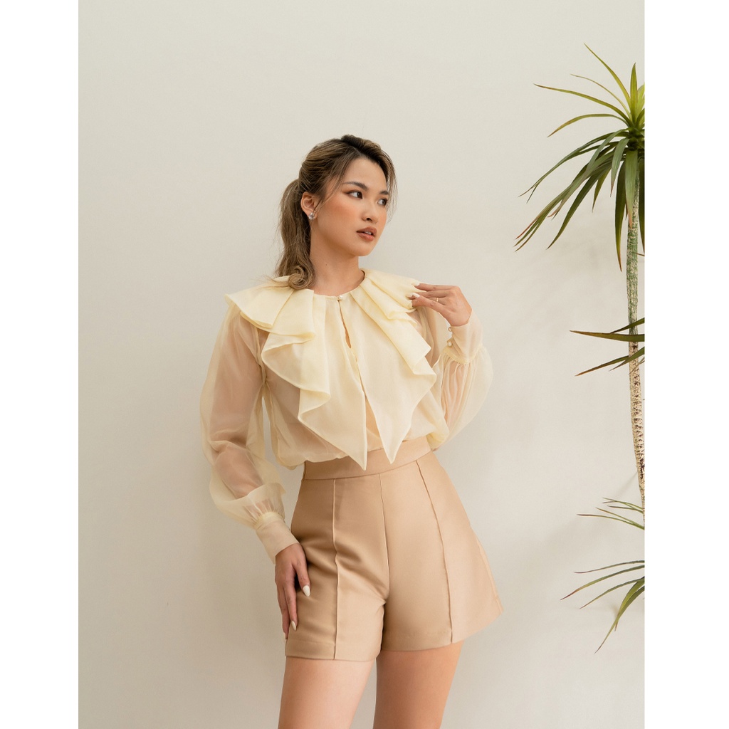 Des Fleurs - Áo kiểu Sydney Ruffled-Collar sheer Blouse