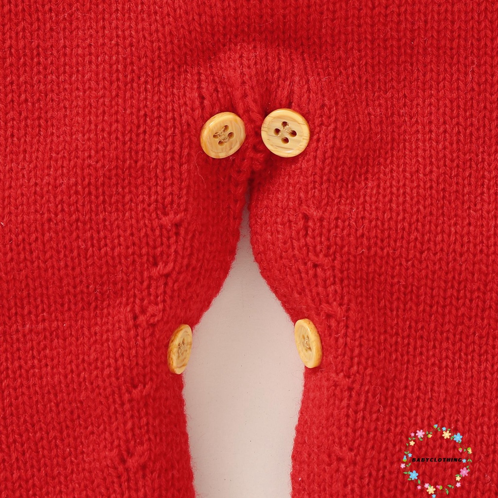 Áo liền quần tay dài cổ tròn nút cài sau lưng phong cách giáng sinh cho bé kèm mũ