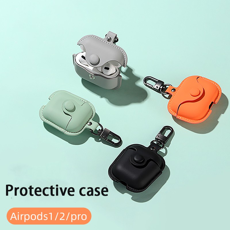 Vỏ bảo vệ hộp sạc tai nghe SPRISE da PU có móc khóa thích hợp cho Airpod 1 2 Pro