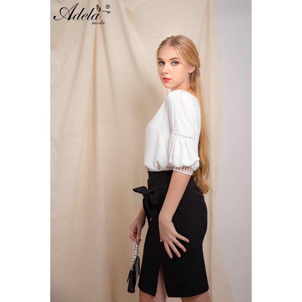Chân váy ADELA MODA dáng ôm phối nơ xẻ tà A00658 | BigBuy360 - bigbuy360.vn