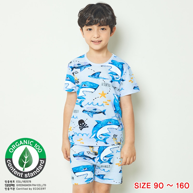 Unifriend Bé Trai Baby Shark Vải Cotton Giấy Mềm Mịn Mát Cho Mùa Hè