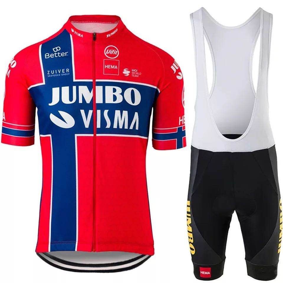 ☄∈> Jumbo Đội đua xe đạp Jersey leo núi ngắn tay Bộ quần áo nam đi Tour de France mặc mùa hè <