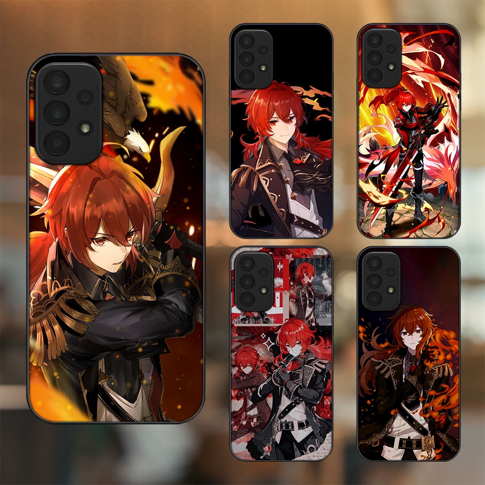 Ốp lưng Samsung A23 viền đen in hình Diluc Genshin Impact