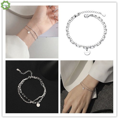 Vòng tay hai lớp mặt hình học phong cách Hàn Quốc dễ phối đồ