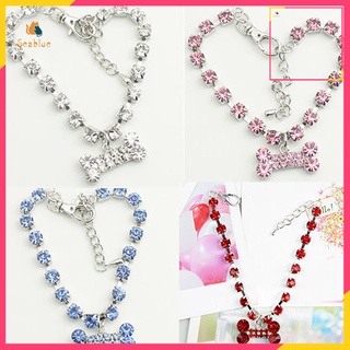 Vòng Cổ Đính Đá Hình Trái Tim Xương Dễ Thương Trang Trí Cho Cún Con Chó Mèo