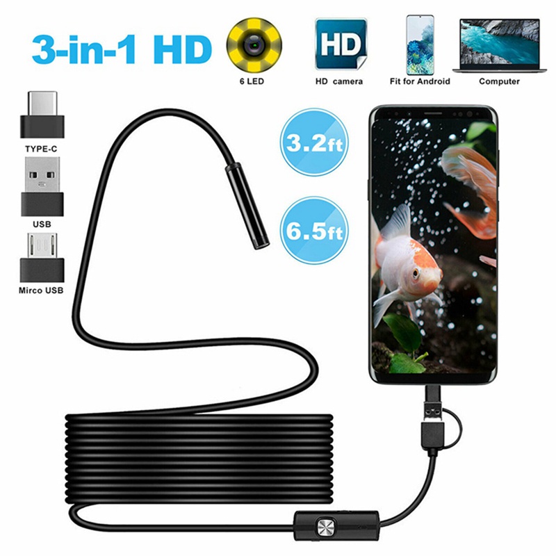 Xhh95dd Dây Camera Nội Soi Công Nghiệp Jiubang1 7mm 5m Hỗ Trợ Kết Nối Với Điện Thoại Android / Máy Tính Chất Lượng Cao