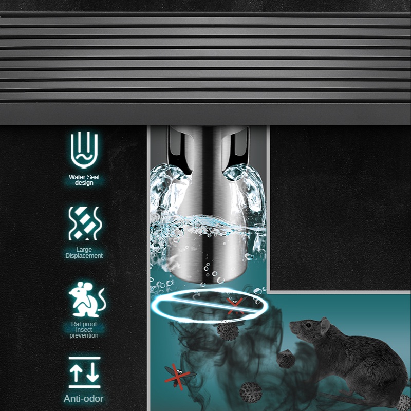 Thoát Sàn Phòng Tắm Hình Chữ Nhật Xám Inox 304 Cao Cấp Xinkunlong Thoát Nước Siêu Nhanh Thoát Sàn Chống Mùi