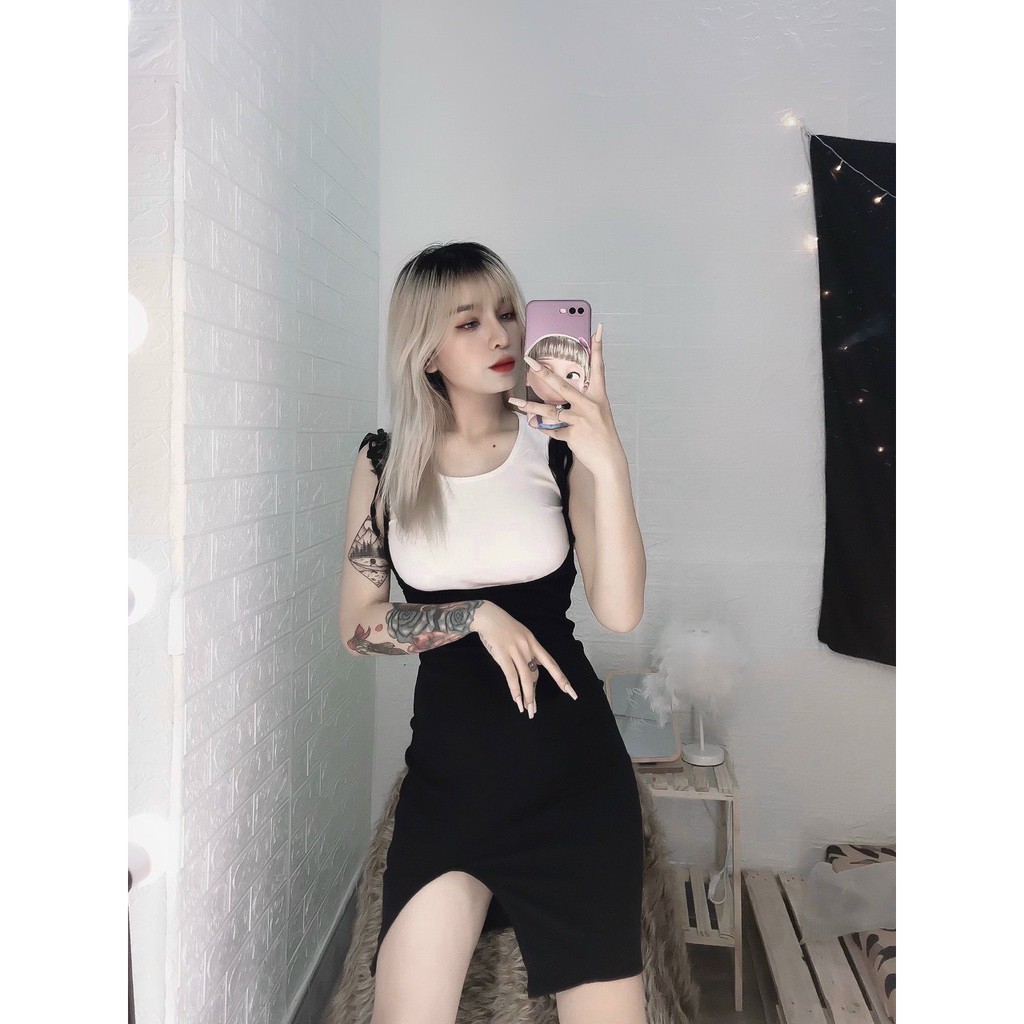 Set chân váy ôm phối buộc nơ vai áo thun tay ngắn cổ tròn basic bán quanh năm