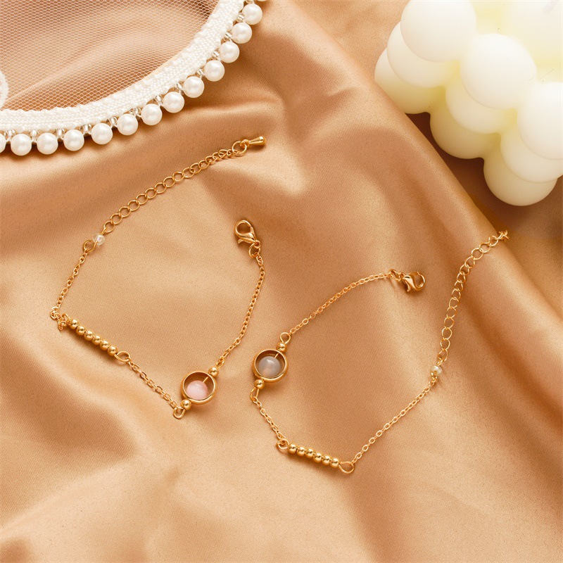 Vòng tay mặt hạt đá tự nhiên phong cách Hàn Quốc