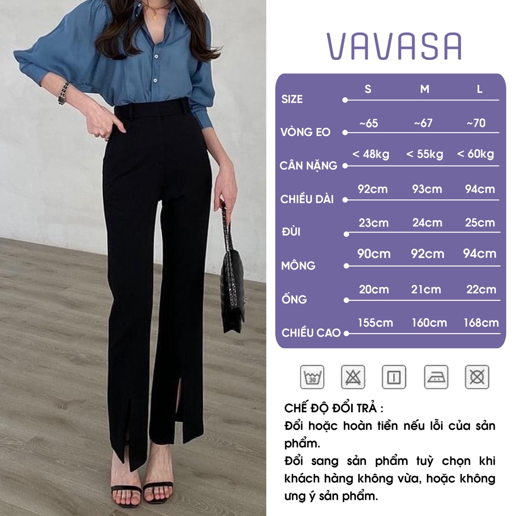 Quần ống loe nữ cạp cao dáng dài kiểu ôm công sở đi học form xinh tôn dáng VAVASA QT10