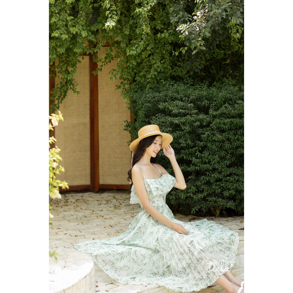 TIELA Đầm váy hoa xếp ly hai dây-Tiffany Dress
