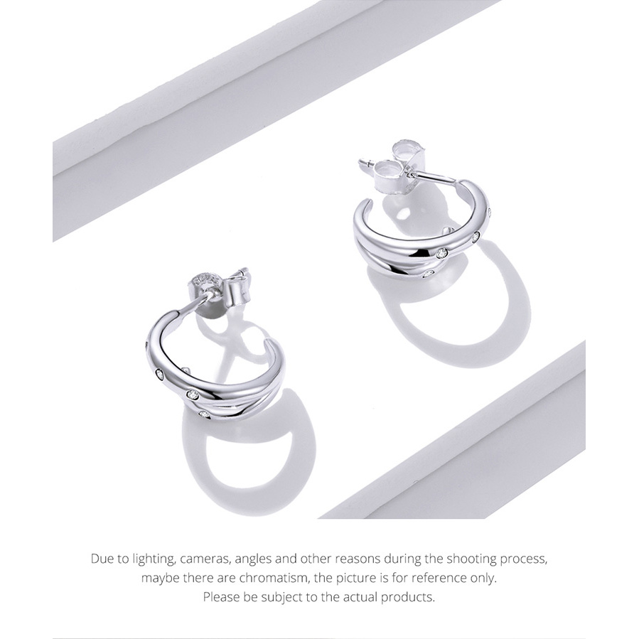 Khuyên Tai Bamoer BSE494 Làm Từ Bạc Thật 925 Đính Đá Zircon Thời Trang Cho Nữ