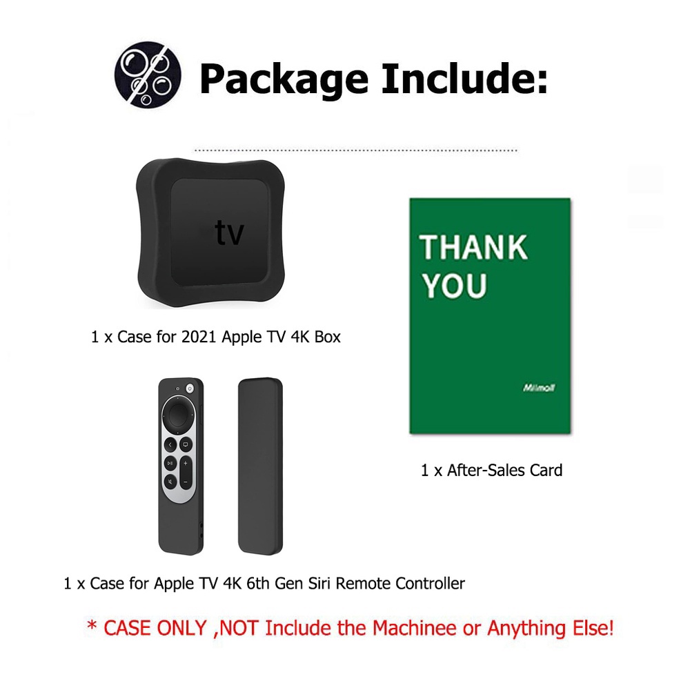 Miimall cho apple TV Vỏ Bảo Vệ Silicone Cho Điều Khiển Từ Xa cho apple TV 1+1 2021 cho apple TV 4K & Ốp