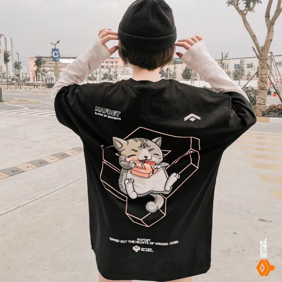 [Tặng Quà] Áo Thun Tay Lỡ Unisex - Áo Thun Nam Nữ Form Rộng MAFDET 2 Màu Siêu Hot - LP.STORE ⚡ .