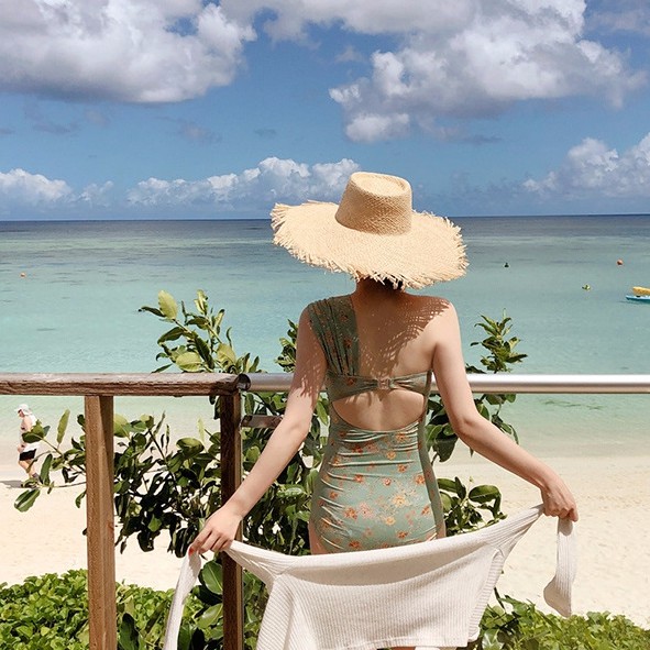 Bikini 1 mảnh vai vắt chéo nâng ngực, tôn da chất thun lạnh hàng Quảng Châu BKN0025