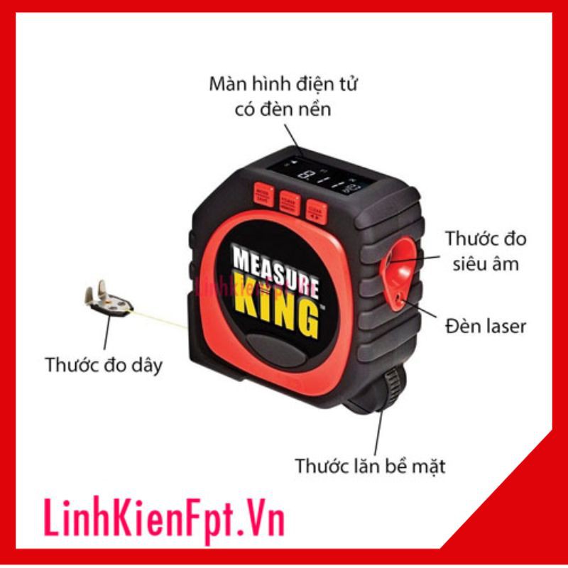 Thước đo đa năng kĩ thuật số thước đo khoảng cách bằng tia laser measure king 3 trong 1 .