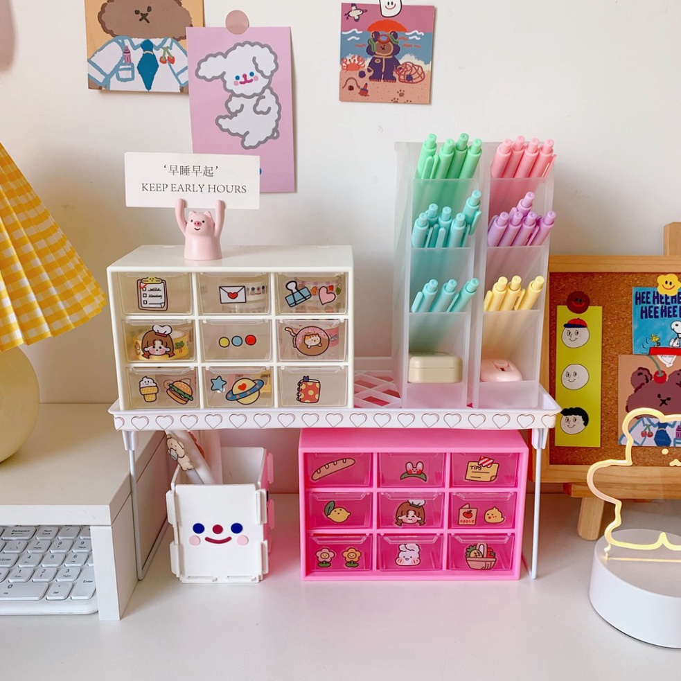 Hộp nhựa đa năng 9 ngăn đựng đồ siêu xinhFREESHIPkệ 9 ngăn đựng đồ mini tặng kèm sticker