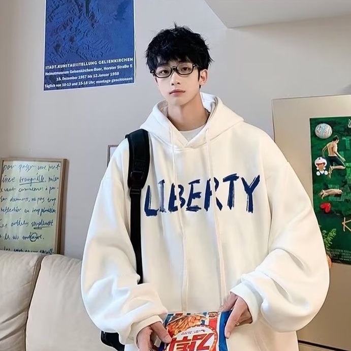 Áo Hoodie Dáng Rộng In Chữ Phong Cách Hàn Quốc Cho Nam Nữ