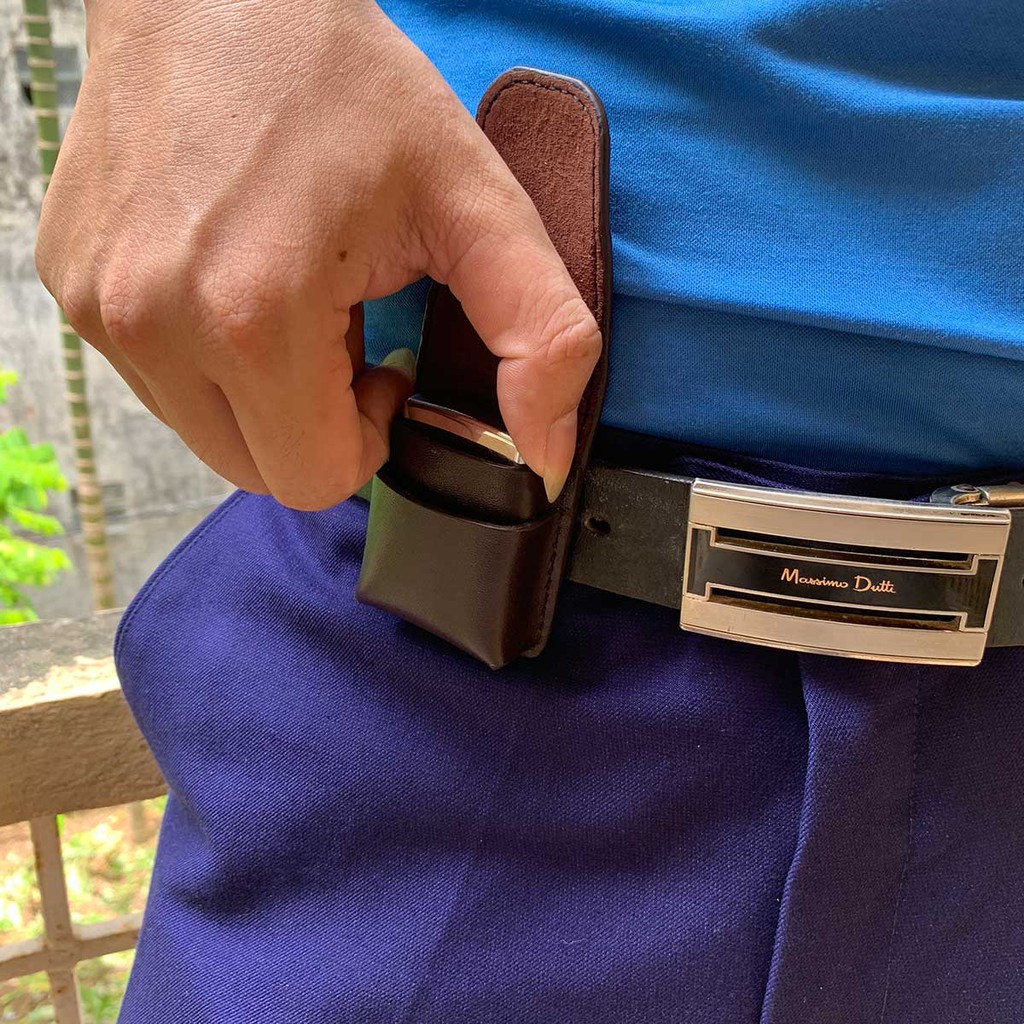 Bao da zippo màu nâu - Da bò xịn - Đồ da thủ công Mino Crafts F07