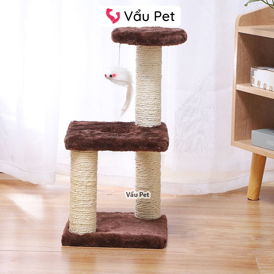 Trụ cào móng cho mèo 3 tầng - Cat Tree, nhà cây cào móng đồ chơi cho mèo Vẩu Pet Shop