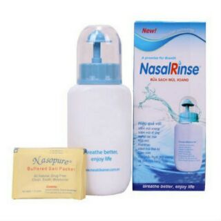 Bình rửa mũi Nasal rinse kèm 10 gói hỗn hợp dùng để pha rửa