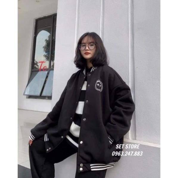 Áo Khoác bomber mặt cười màu đen,áo kiểu thu đông Nam Nữ chất nỉ  tay bồng <55kg, mặc đôi nhóm,lớp | BigBuy360 - bigbuy360.vn