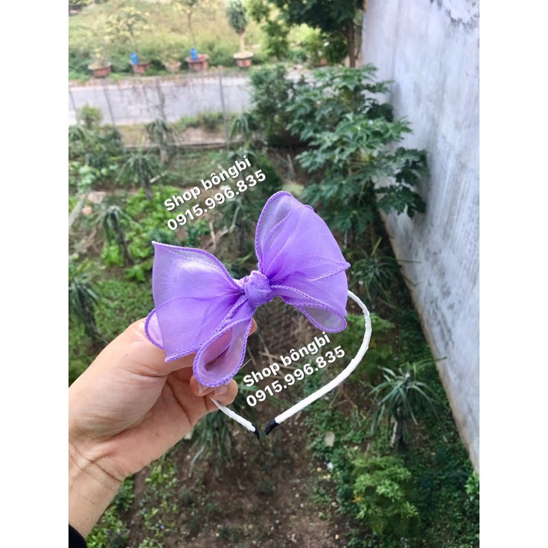 bờm cài tóc nơ voan xoắn bèo cho bé