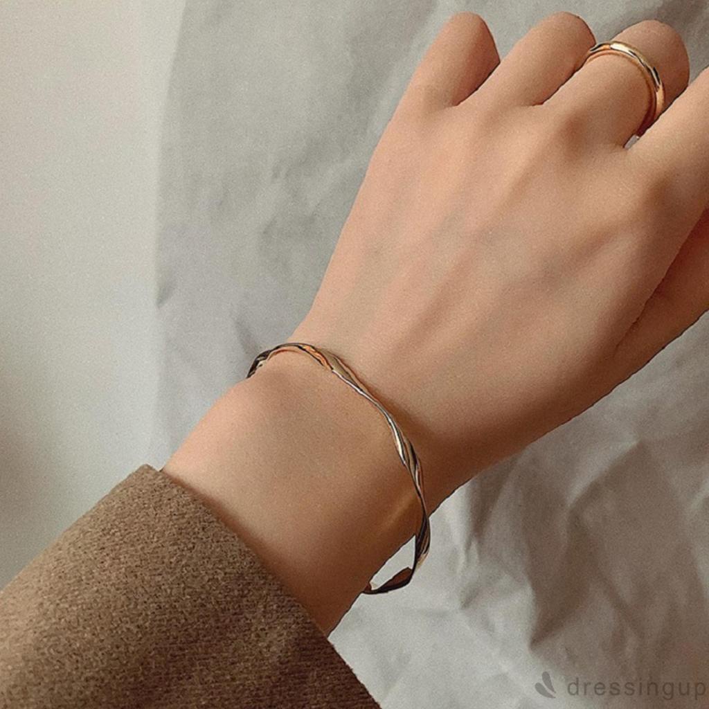 Vòng đeo tay dạng mở kết cấu hình tròn màu sắc đơn giản cho nữ